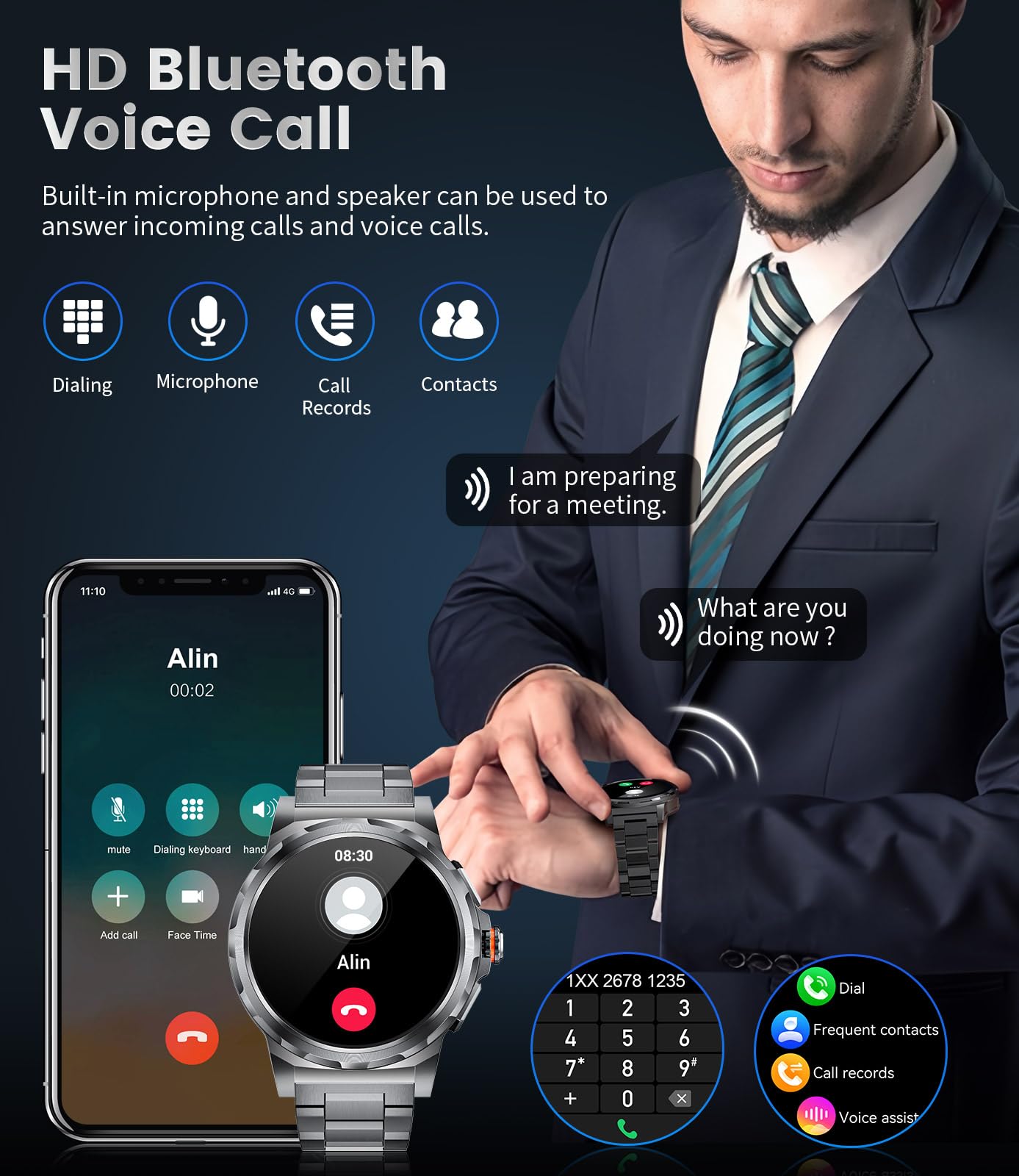 Military Smart Watch For Men(Answer/Dial Calls),1.46 ' ' Amoled Touchscreen/5Atm Waterproof/120+ Sports Modes Fitness Watch With